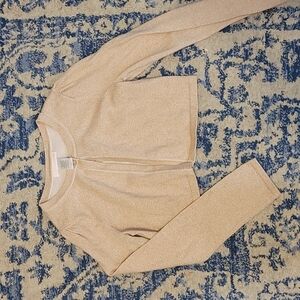 Janie and Jack sz 6 pink shimmer cropped cardigan sweater K14
